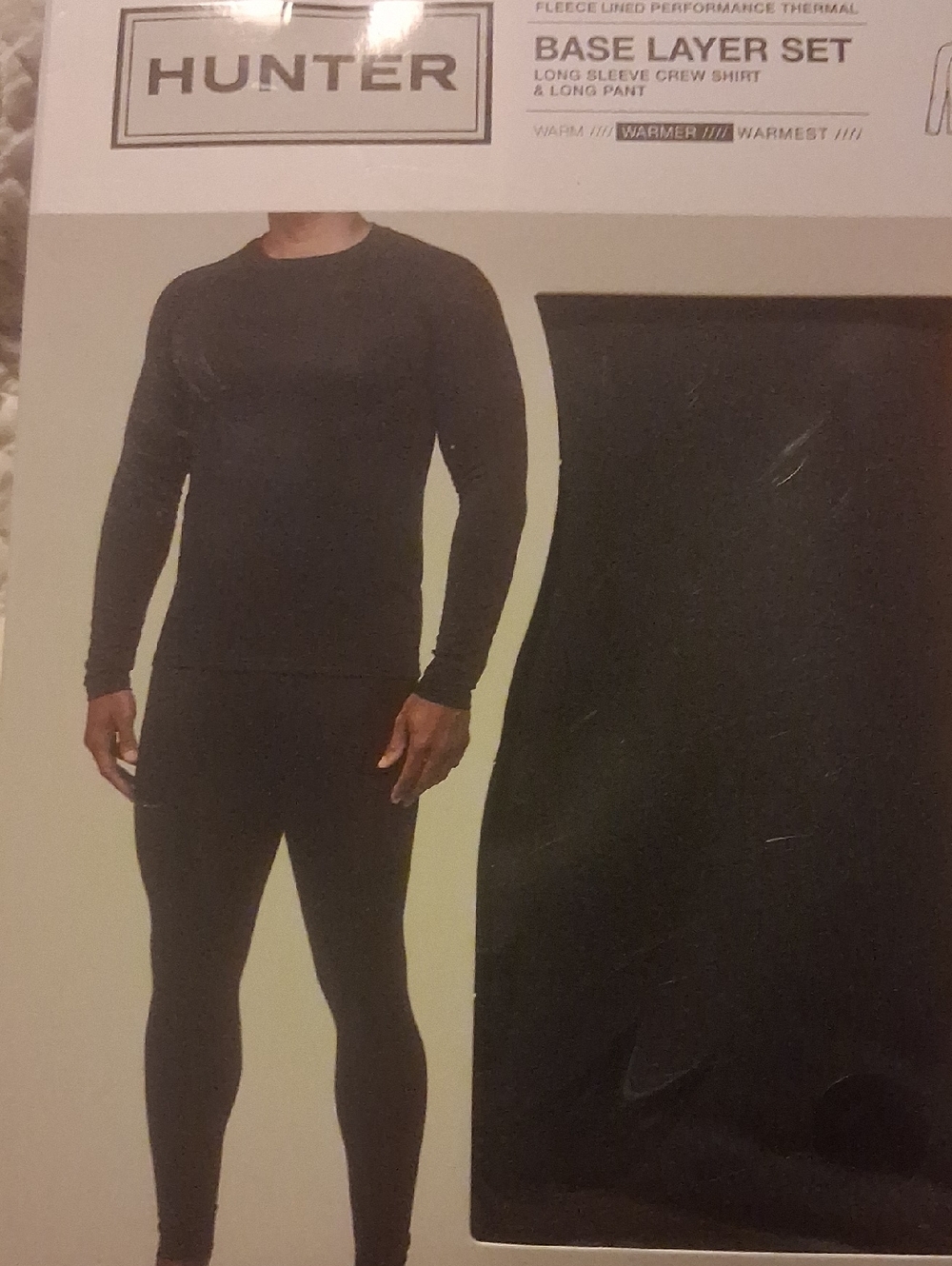 Hunter Black Thermal Base Layer Set - Long Sleeve Crew & Pants S 2 Pieces
